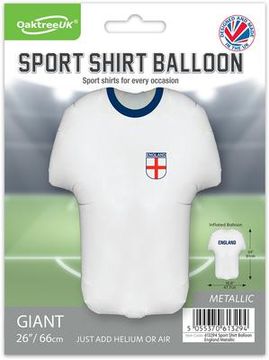 Oaktree 24inch Shape Sports Shirt England White Blue Metallic - Foil Balloons